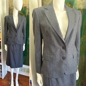 1970s-80s pinstriped skirt suit